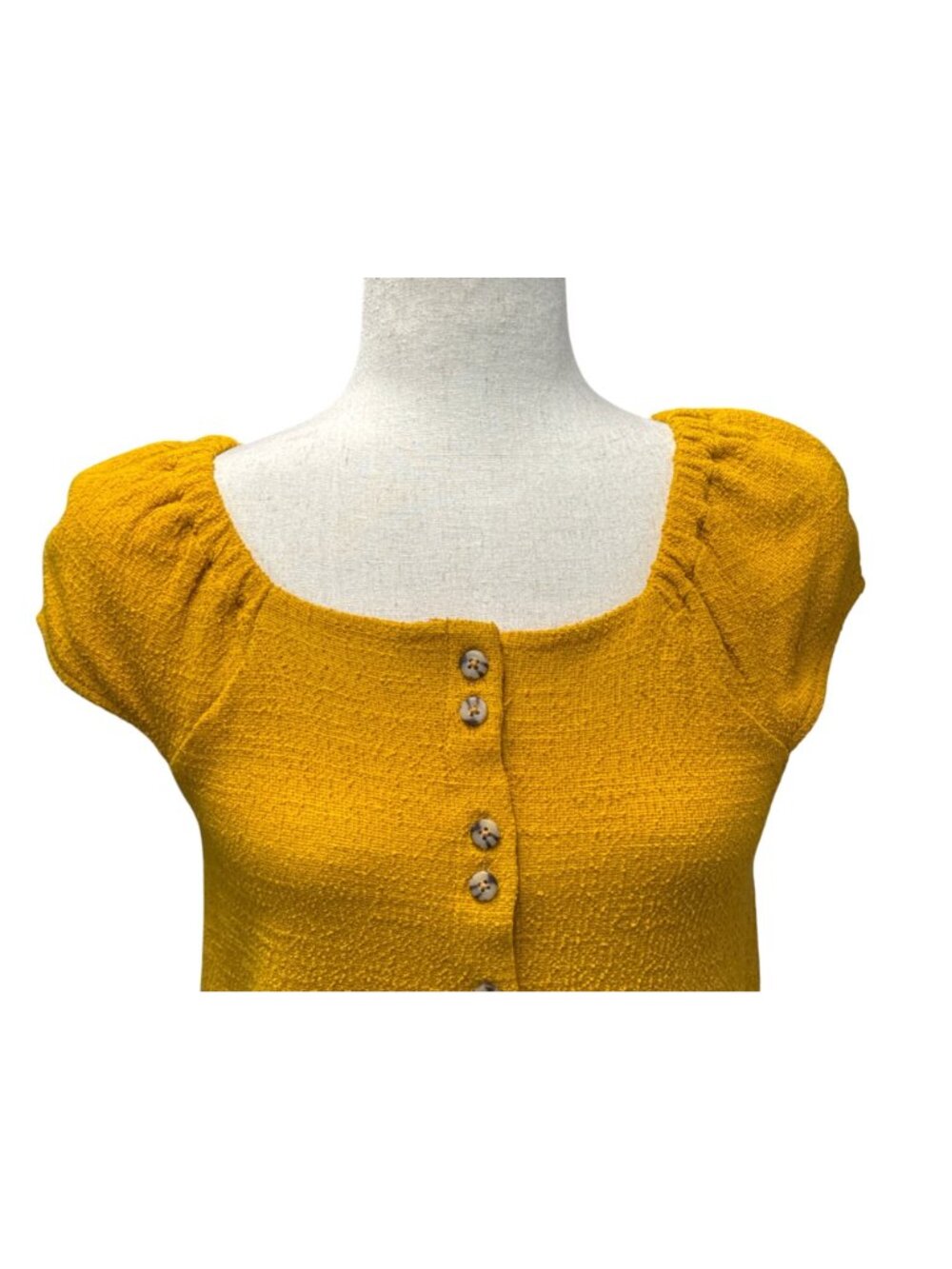 Madewell Texture & Thread Cap Sleeve Dress~Size XS~Tuscan Yellow Mini L18 10 - Picture 4 of 10